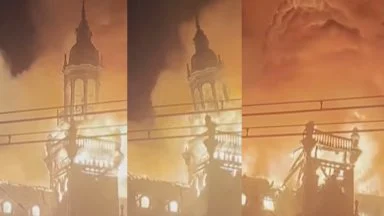 Кулата на историческо кметство във Франция рухна, запалена умишлено на протестите (видео)