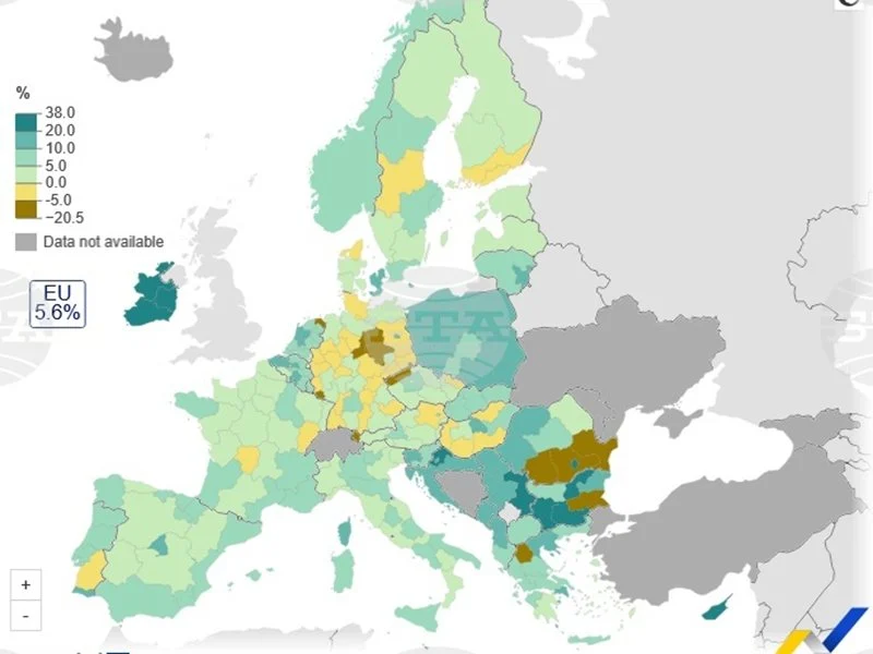 Евростат: Югоизточният регион на България е с най-силен икономически спад в ЕС