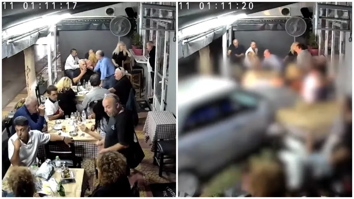 Пиян шофьор се вряза в препълнен ресторант в Гърция (ВИДЕО)